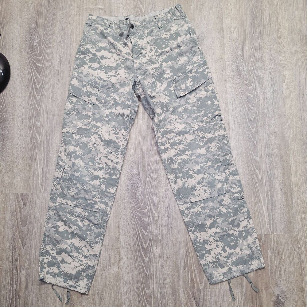 US Military Trousers Army Combat ACU Digital Camo Tactic Cargo Pant Medium Long